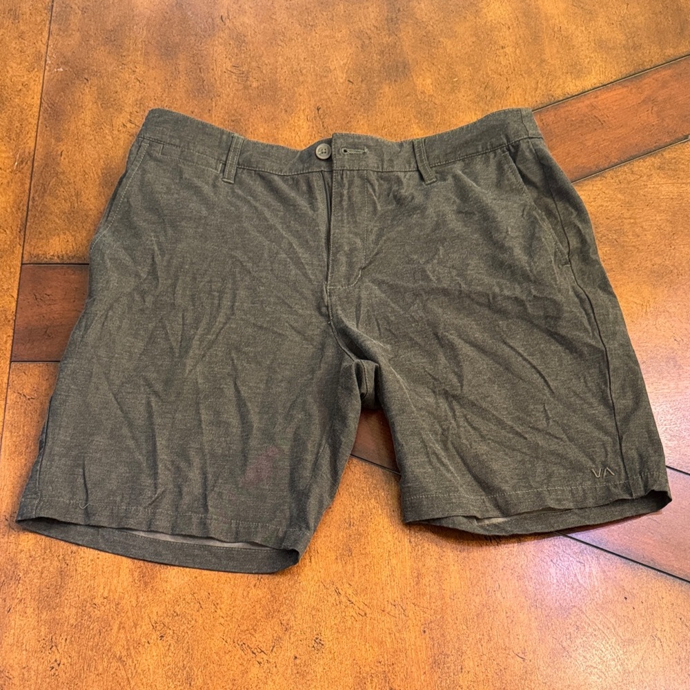 RVCA Men's Moss Green Flat Front Shorts